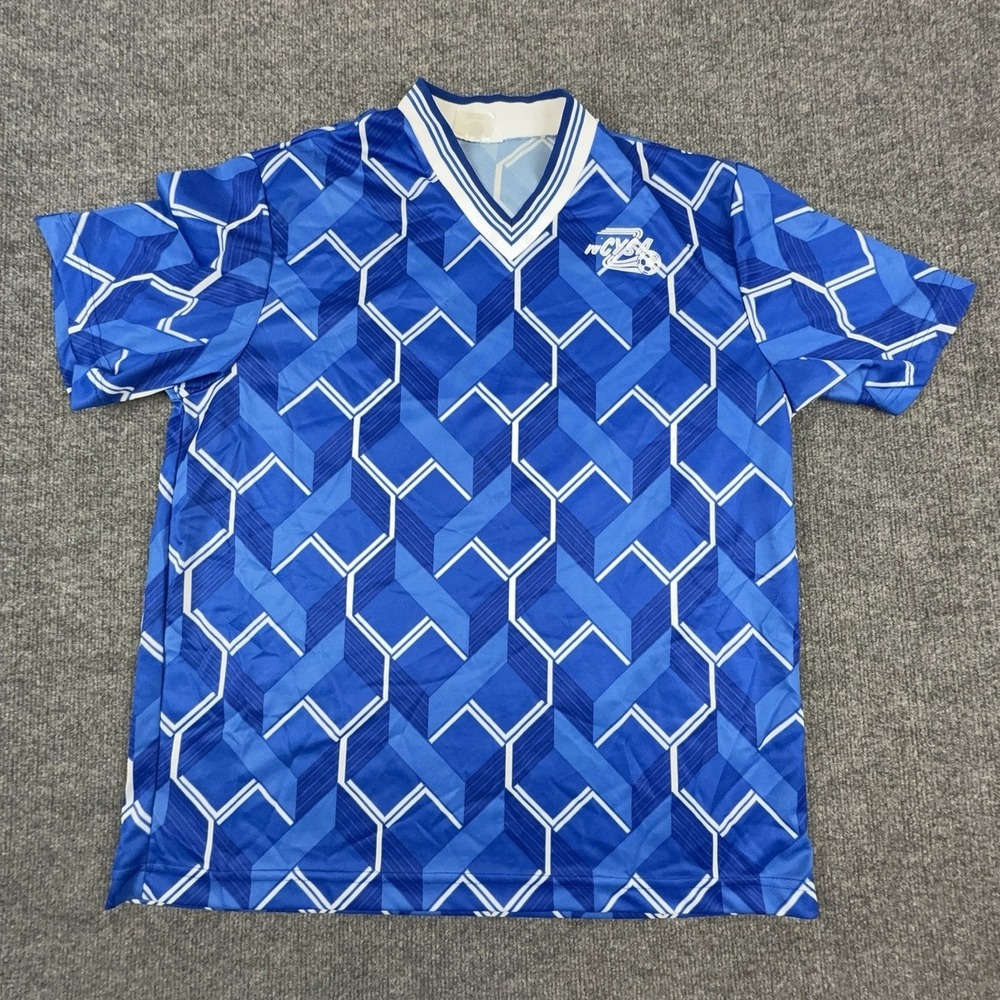 Vintage High 5 NCYSA Soccer Jersey Mens Large Blue Geometric Number 9 USA Made